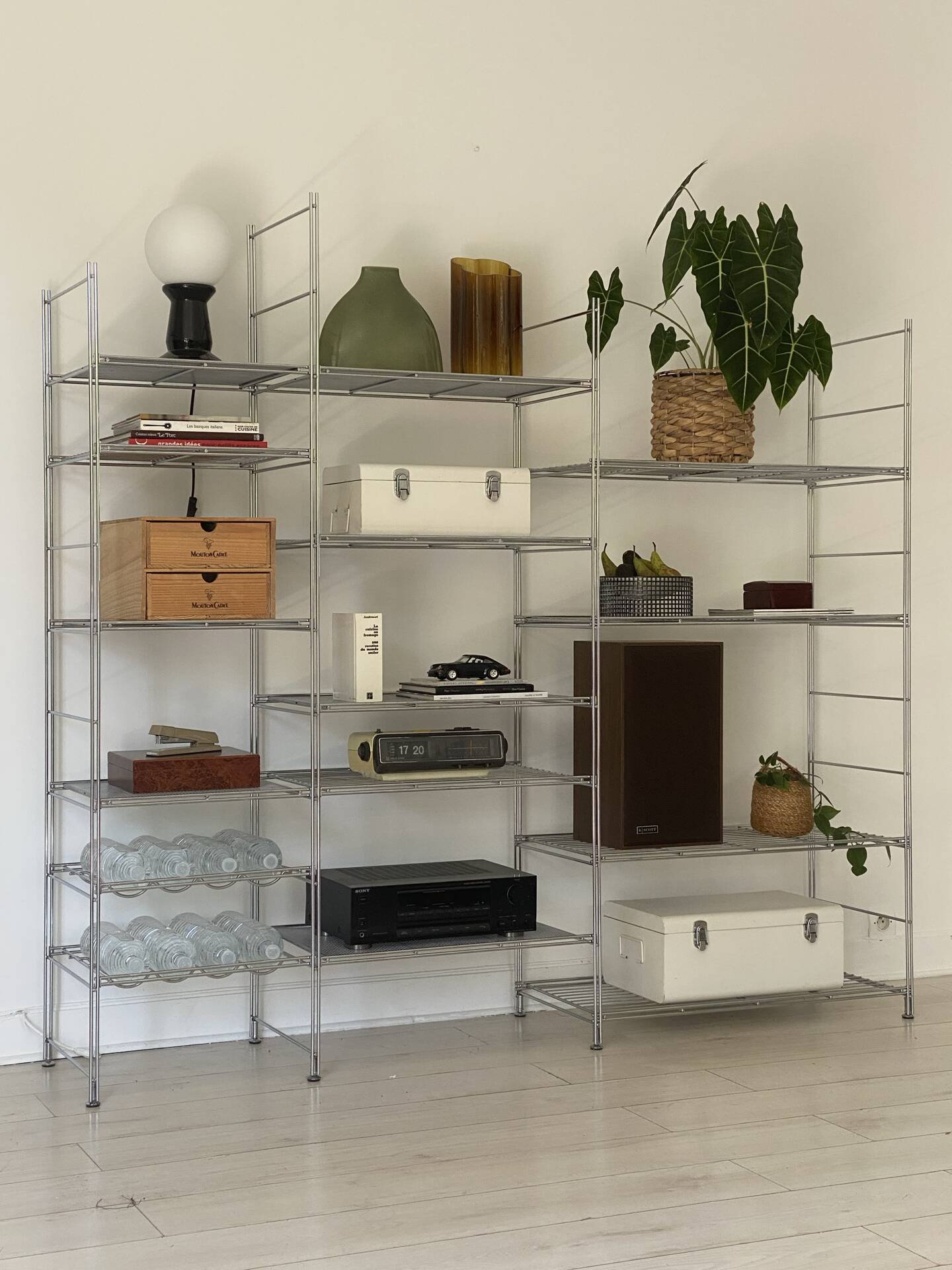 Modular chrome metal shelf