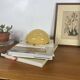 Antique Art Deco yellow-gold speckled glass globe by Clichy for lighting fixture.