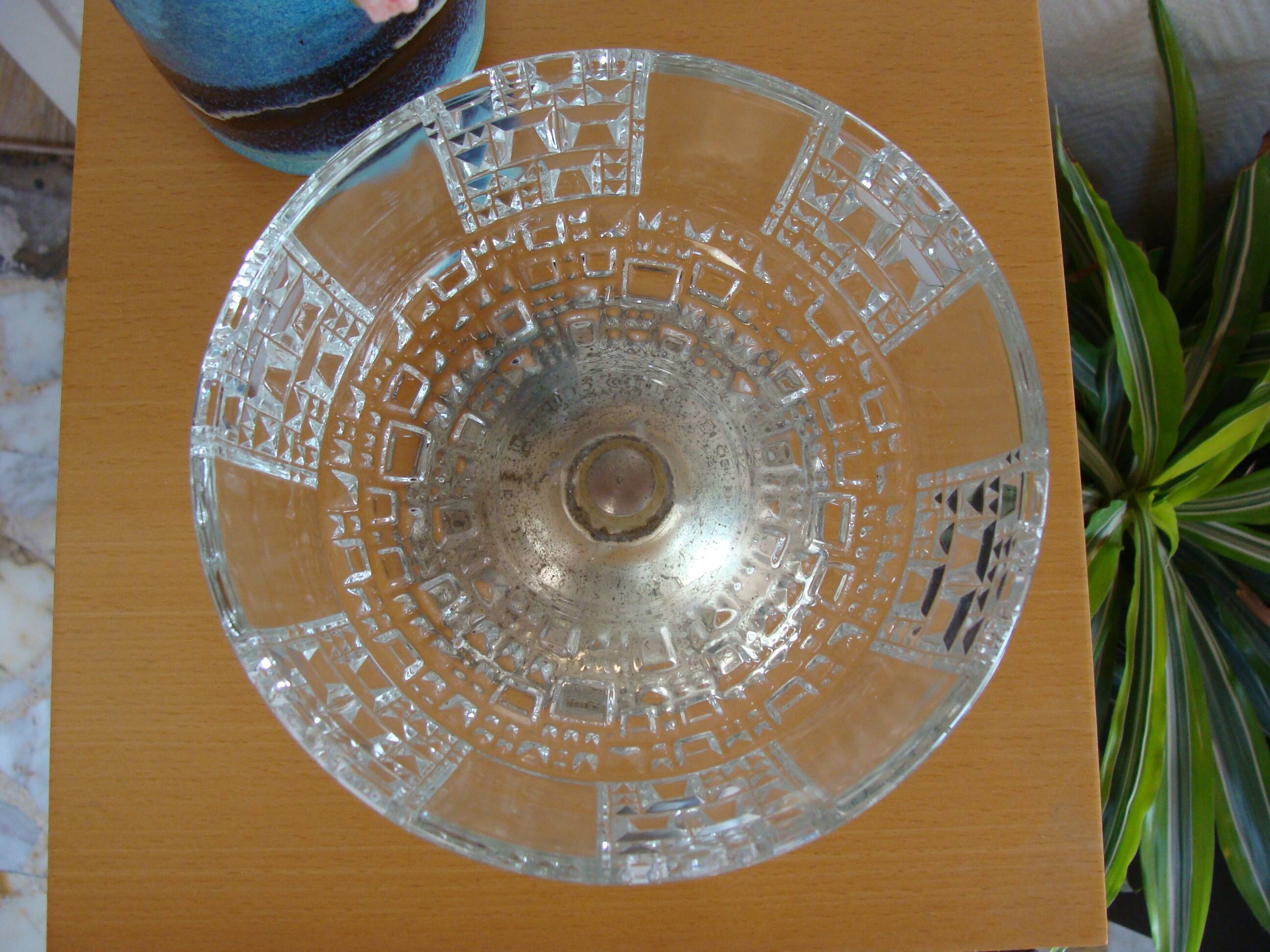 Art Deco crystal and metal fruit bowl