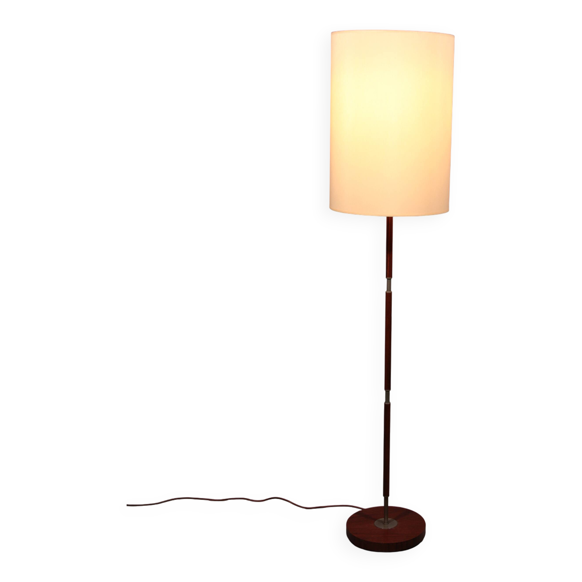 Temde teak and metal floor lamp with a new custom lampshade – 1960s elegance