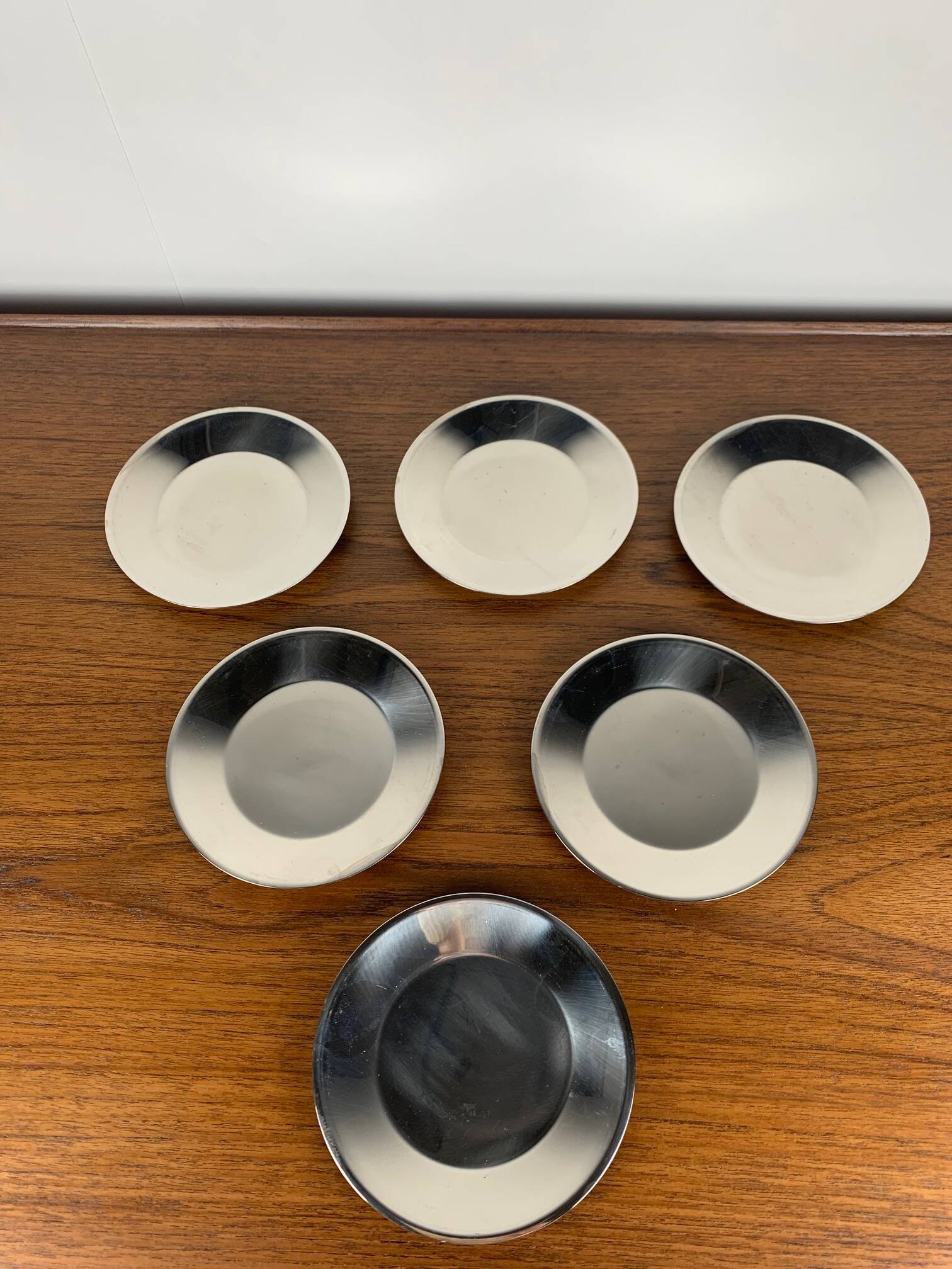 Set of 6 facix stainless steel dessert plates, italy