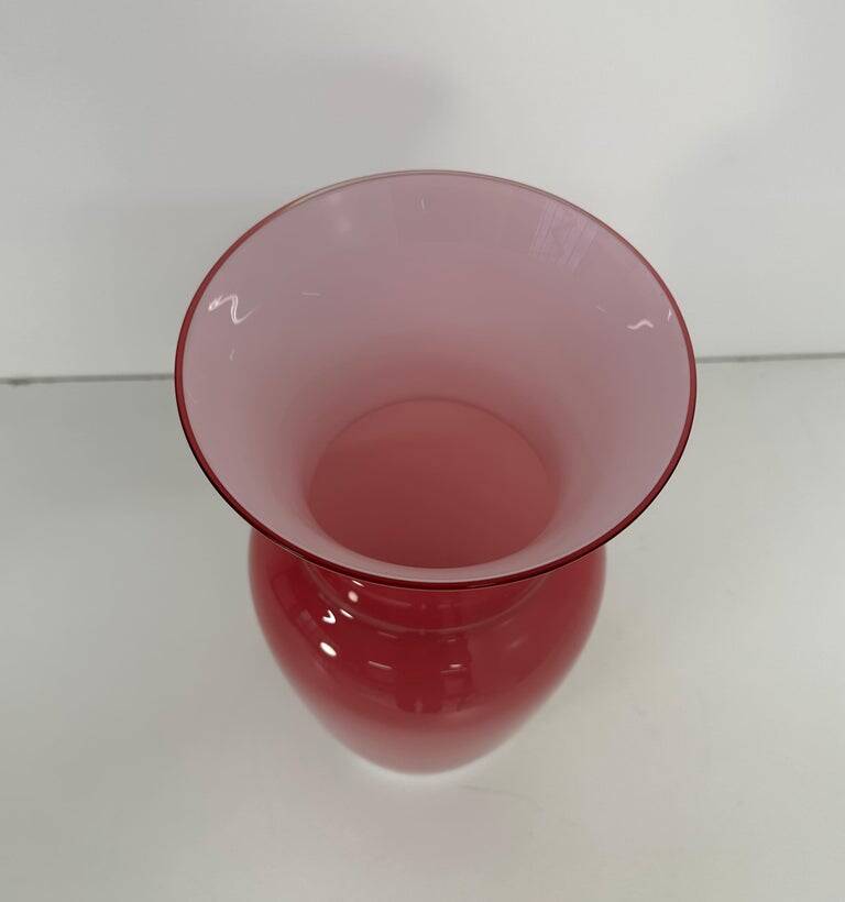Italian Pink Murano Glass Vase, By Tommaso Buzzi, 1990s