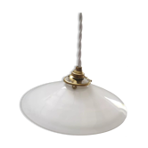 Suspension opaline blanche lisse baladeuse art déco 1930