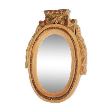 Antique Gilded Wood Mirror a Fronton Louis XVI Style