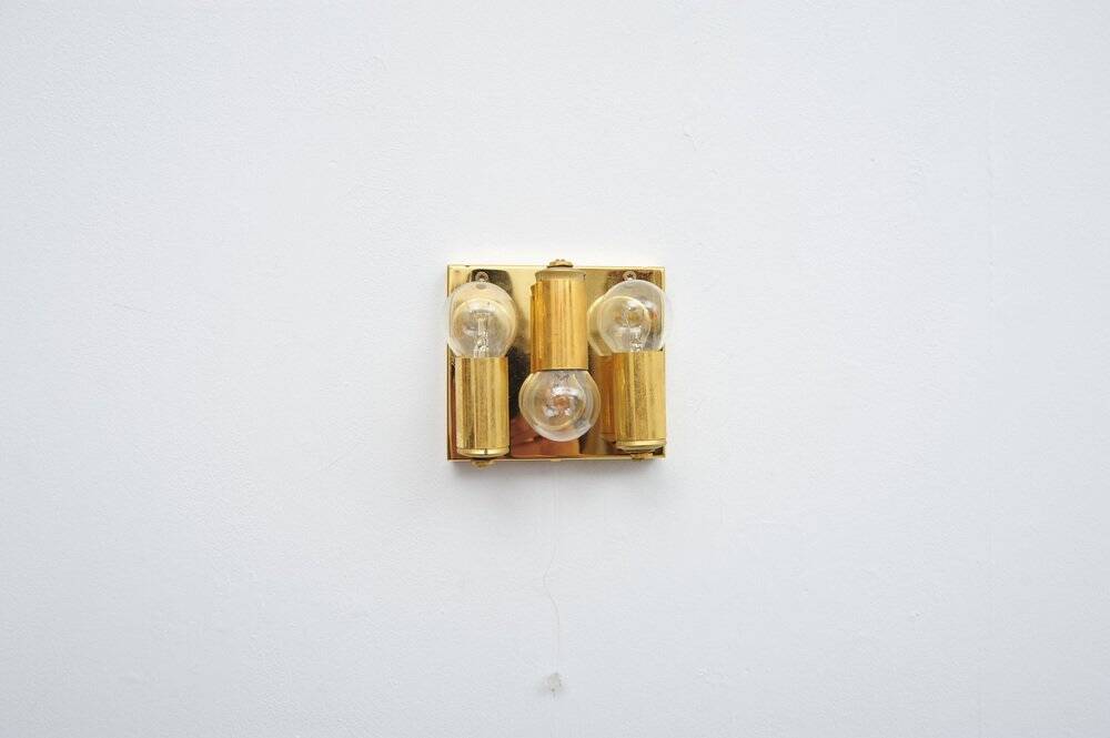 Set of 2x gilded wall lamps by Palwa, 1960s