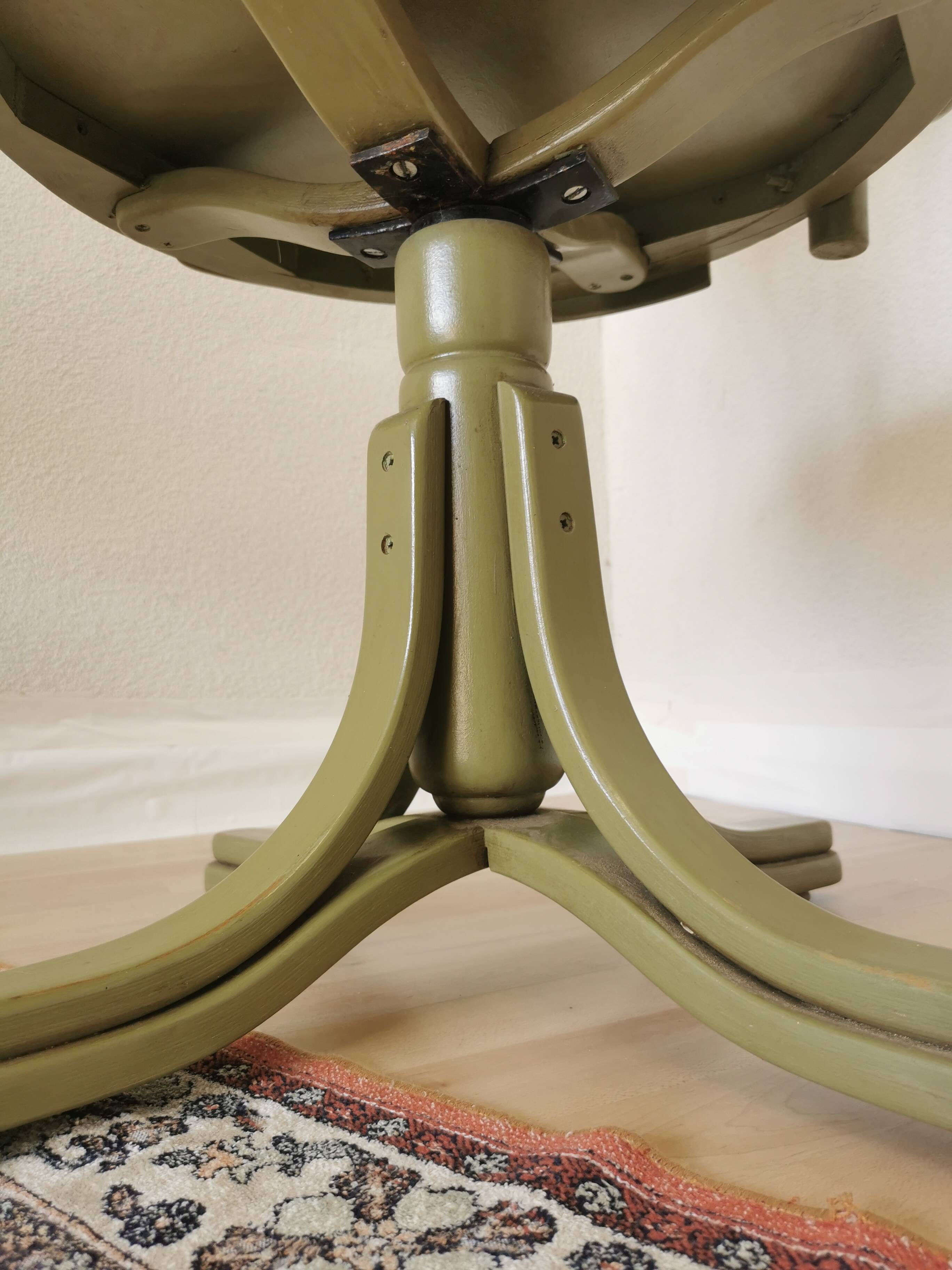 Vintage Thonet Style Bentwood Swivel Chair - Olive Green Retro Armchair