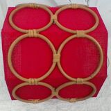 Suspension in fabric and rattan, vintage.