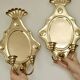 Large Swedish brass wall sconces in mid-century baroque style.