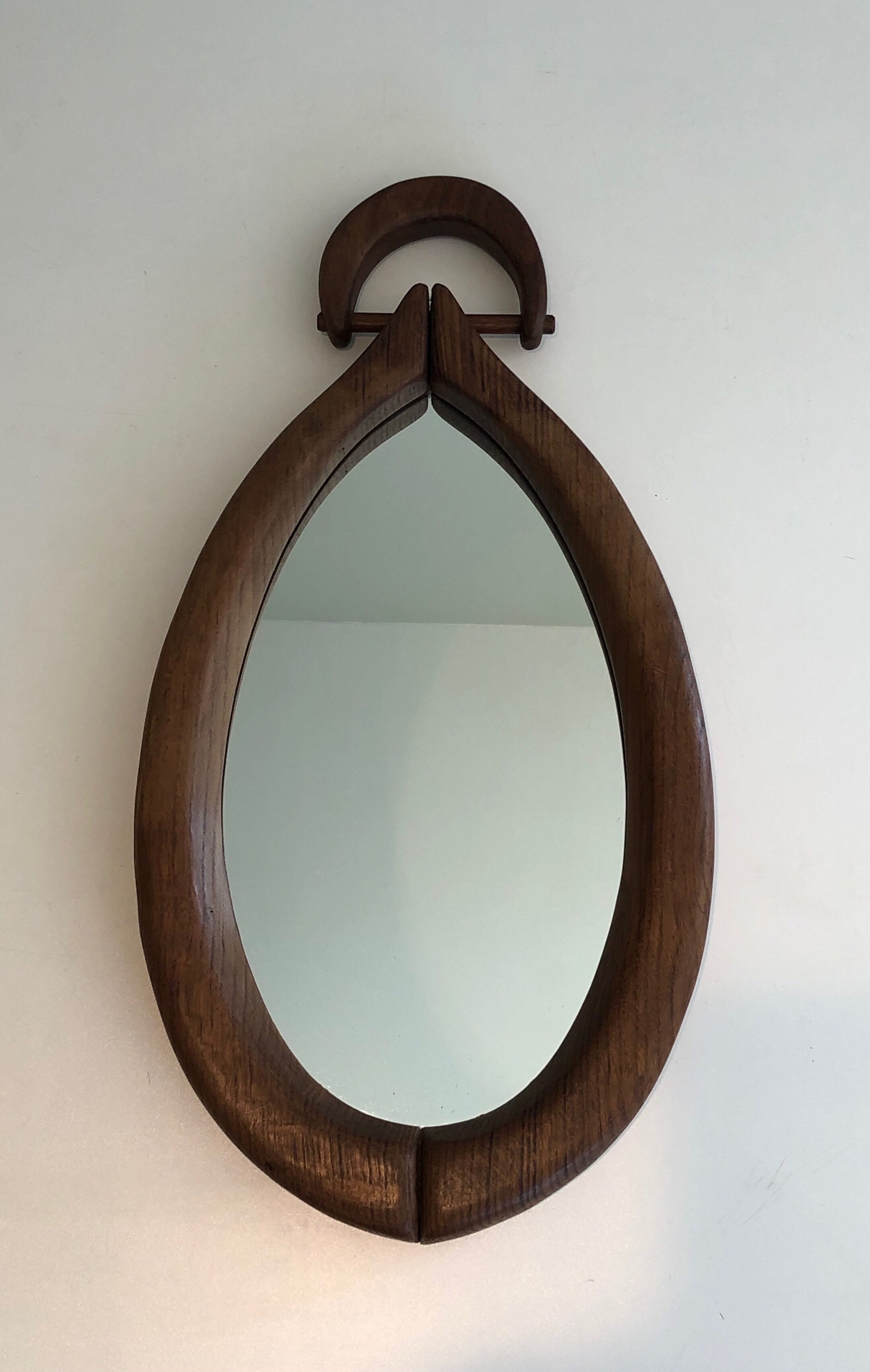 Brutalist mirror in oval shape 1950 - 30,5x59,5cm