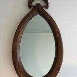 Brutalist mirror in oval shape 1950 - 30,5x59,5cm