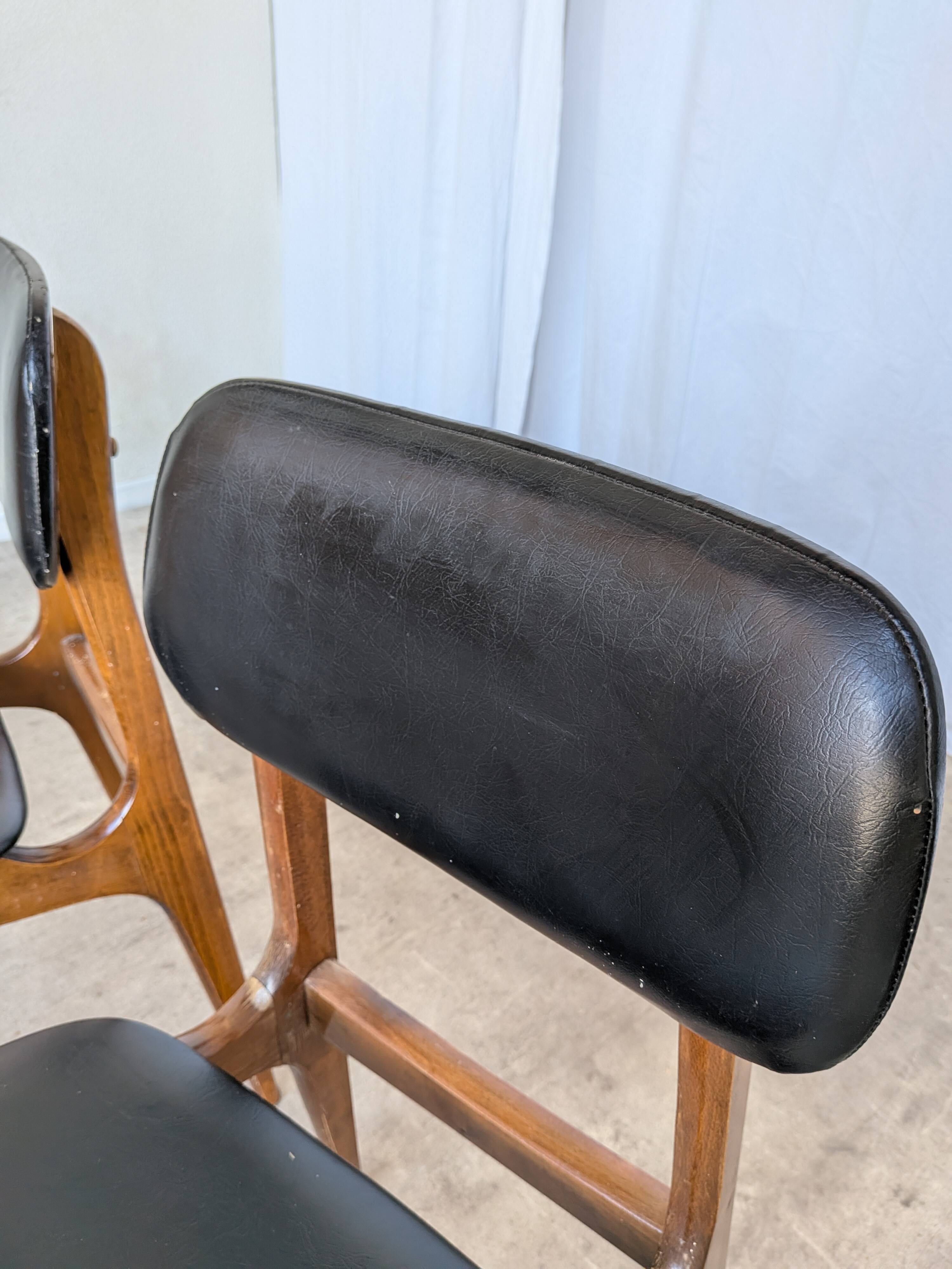 Set of 2 Vintage STOL Kamnik Dining Chair: Black Leather, MCM Chairs