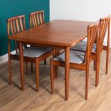 Retro Teak 1960s Meredew Dining Table & 4 Chairs Mid Century