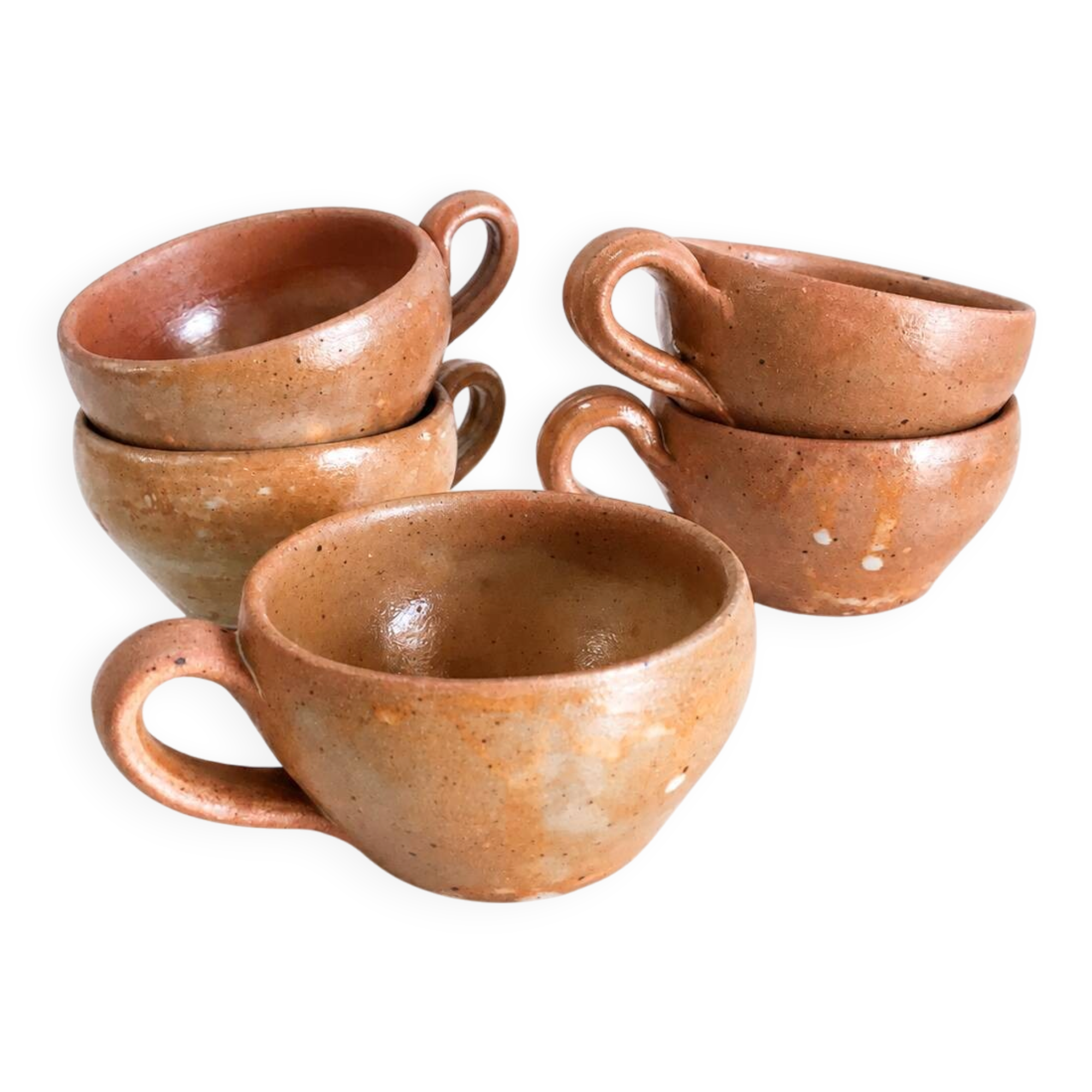 Set of 5 handcrafted ceramic mugs – terracotta