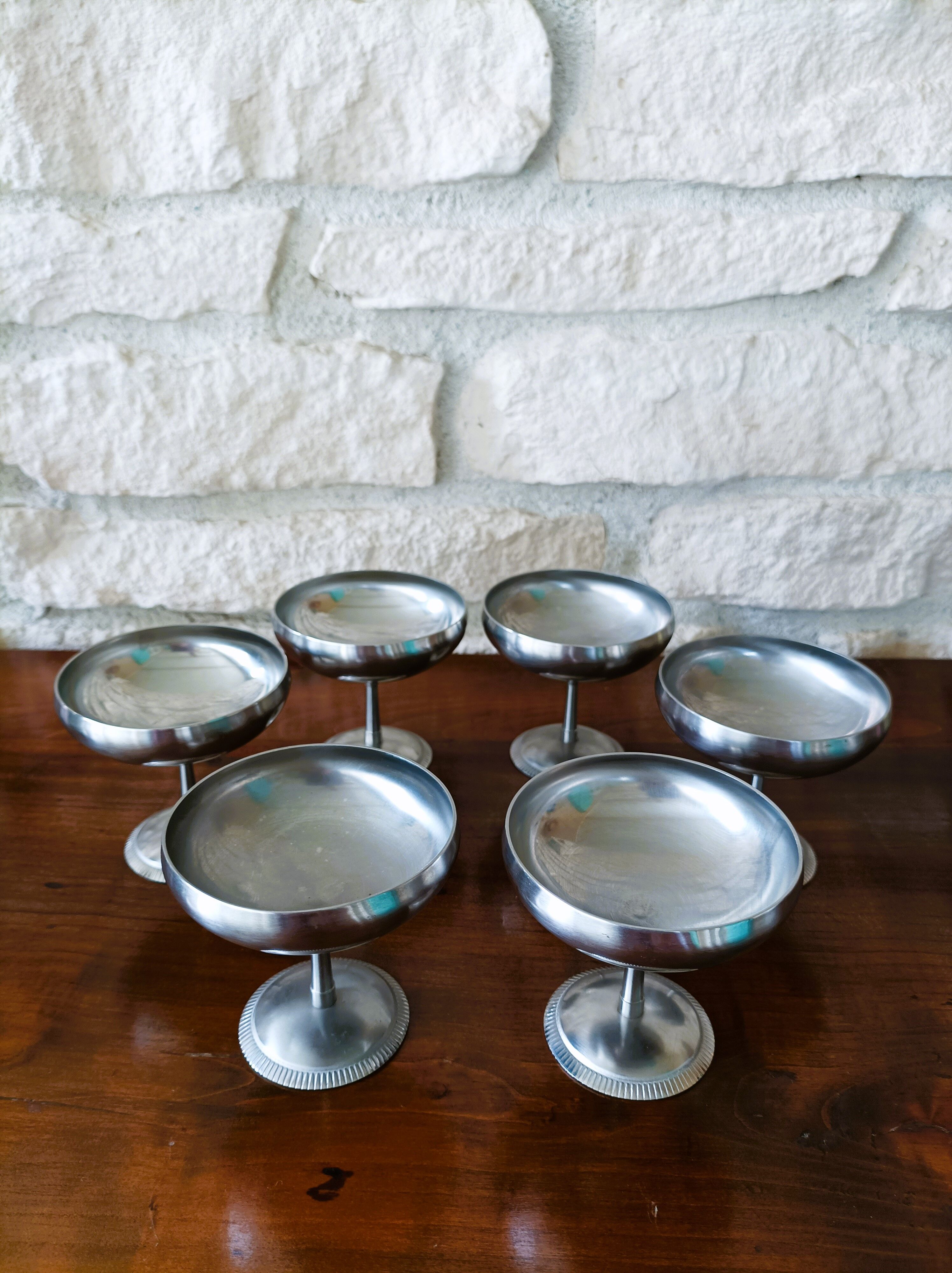 Lot de 6 coupes à glace en inox