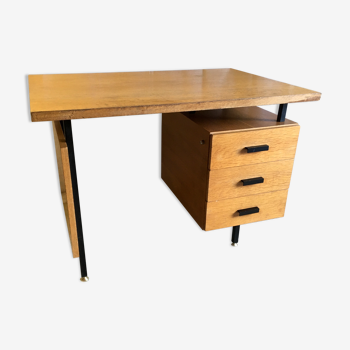 Bureau moderniste en chêne années 60