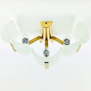 Pair Of Large Scandinavian Glass & Brass Leaf Wall Lights/Sconces By Carl Fagerlund, 1960s