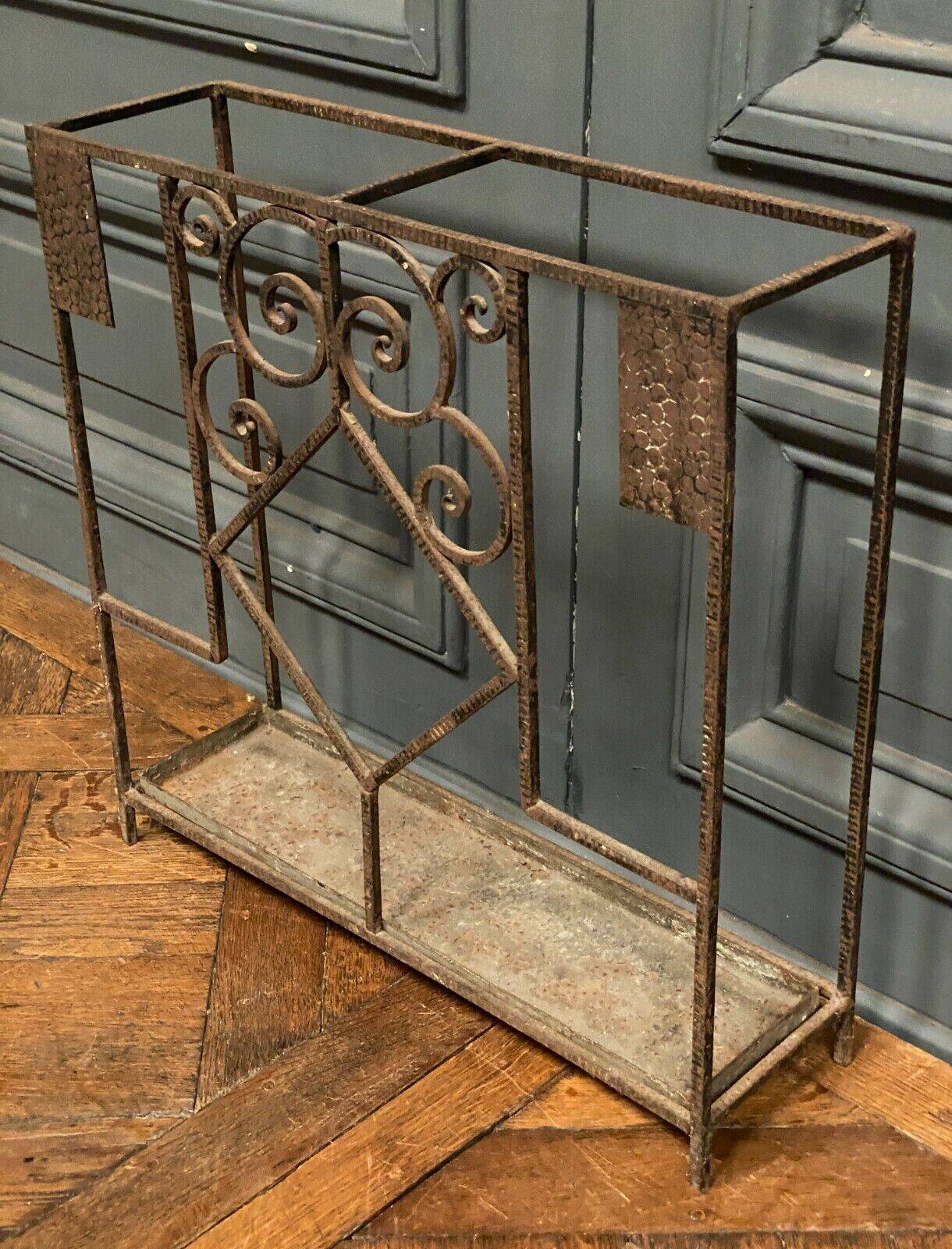 Art Deco umbrella stand in hammered ironwork 1930