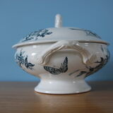 Iron earth tureen decorated with flowers and butterflies Jasmine from Virginie de Badonviller