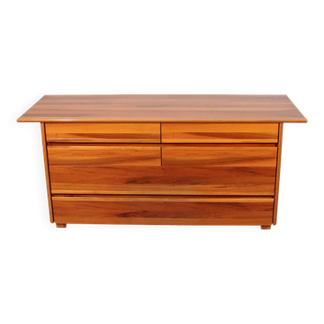 Italian architectural chest of drawers in walnut, 1970, Italy