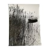 Photograph black and white silver print circa 1970 marshy landscape
