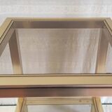 Side table in gilded metal and smoked glass - mid. 20th century