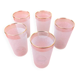1960s 5 orangeade glasses "Grappe d'or" Frosted white glass