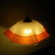 Berlingot pendant lamp from the 60s, white, orange and transparent glass