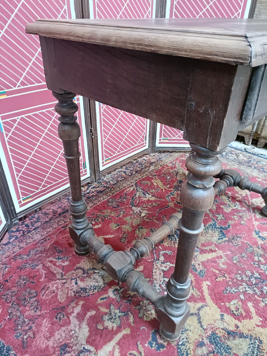 Side table or wooden desk classic style turned legs