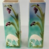 Pair of Saint Clement barbotine vases H 39cm circa 1900