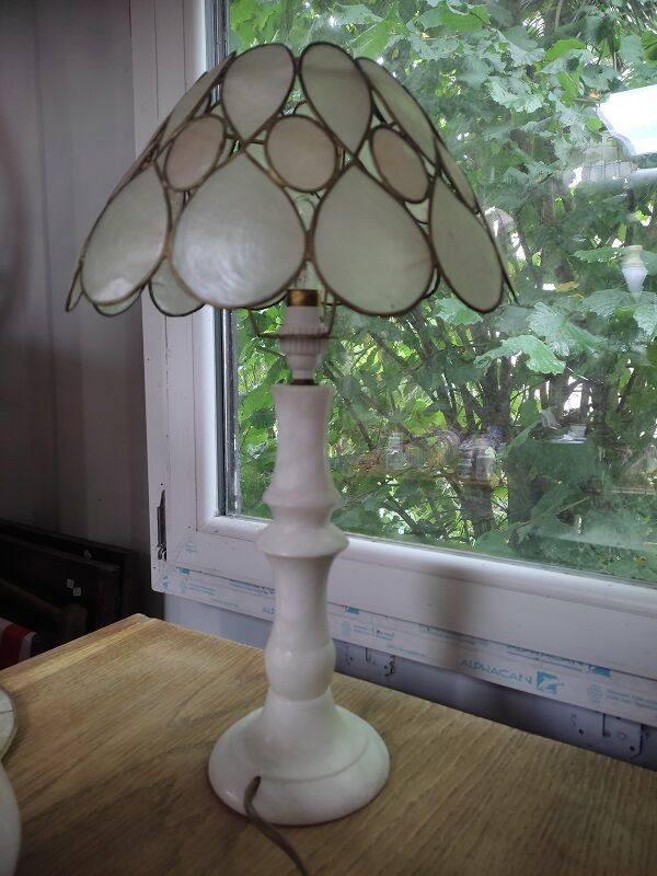 Desk lamp Room Lampshade mother-of-pearl pink alabaster base Dp 082271