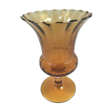 Vase glass glass yellow cut vintage streak