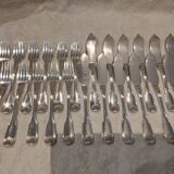 11 fish cutlery 23p silver plated metal goldsmith Cailar Bayard shell