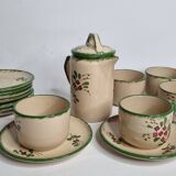 Service à café en faïence émaillée, Jemappes, Belgique, 9 tasses