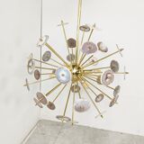 Brass and agate stone sputnik chandelier 1980s