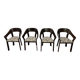 Set of 4 vintage wooden and fabric chairs, 1970