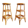 Pair of vintage wicker top stools