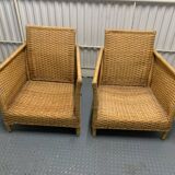 Set of vintage Habitat rattan armchairs