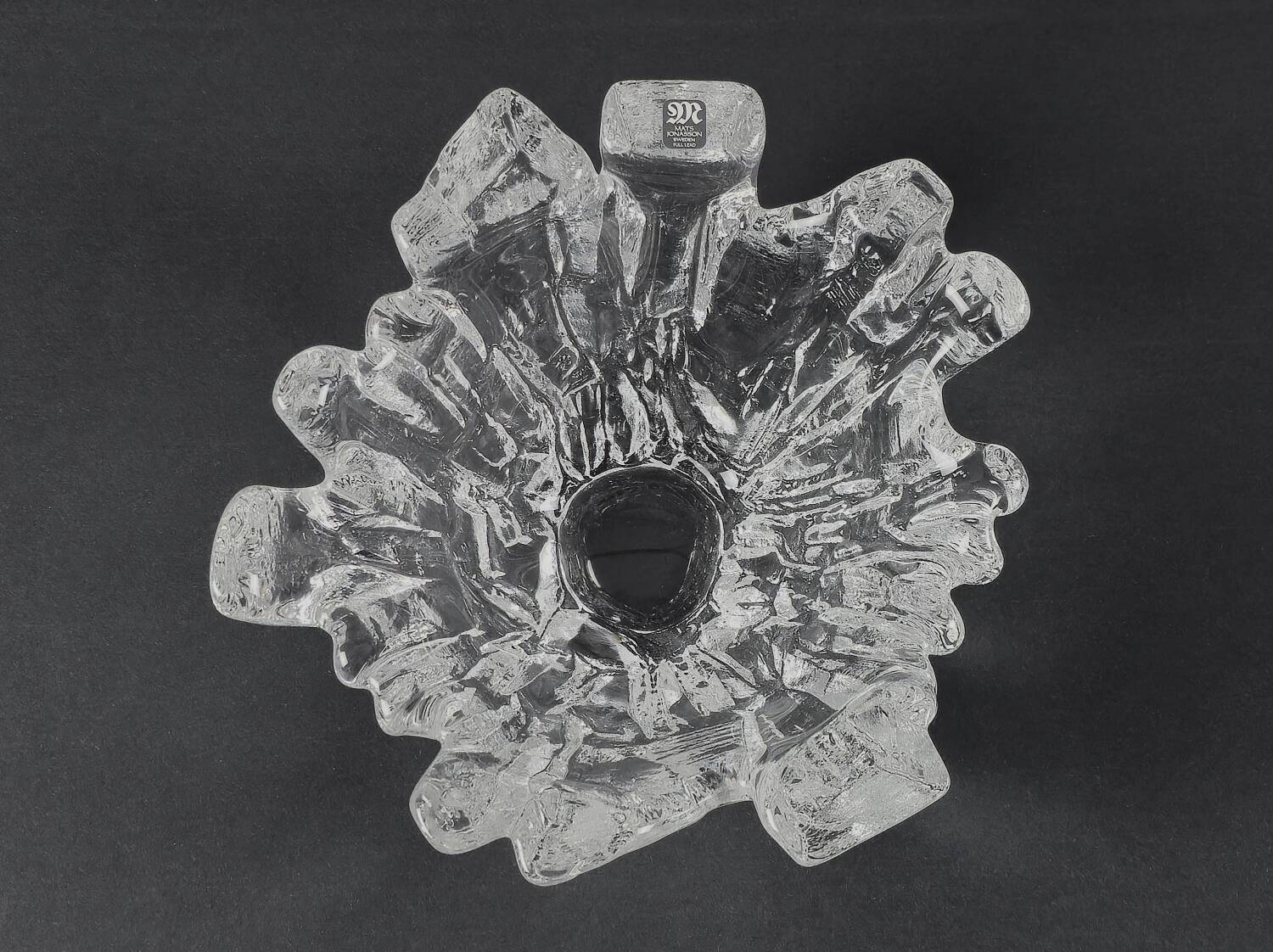 Vintage 1970s Maleras 'Isak' Art Glass Crystal Bowl By Mats Jonasson.