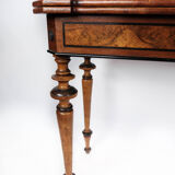 Antique game table with extention, of mahogany and walnut, 1860s