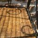 Folding bakery shelf, metal and wicker