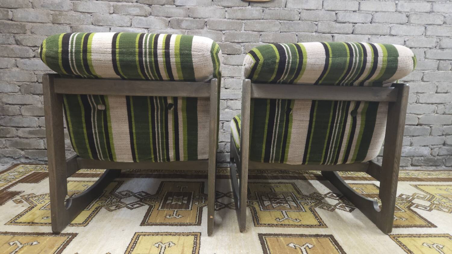 Pair of green armchairs 1970