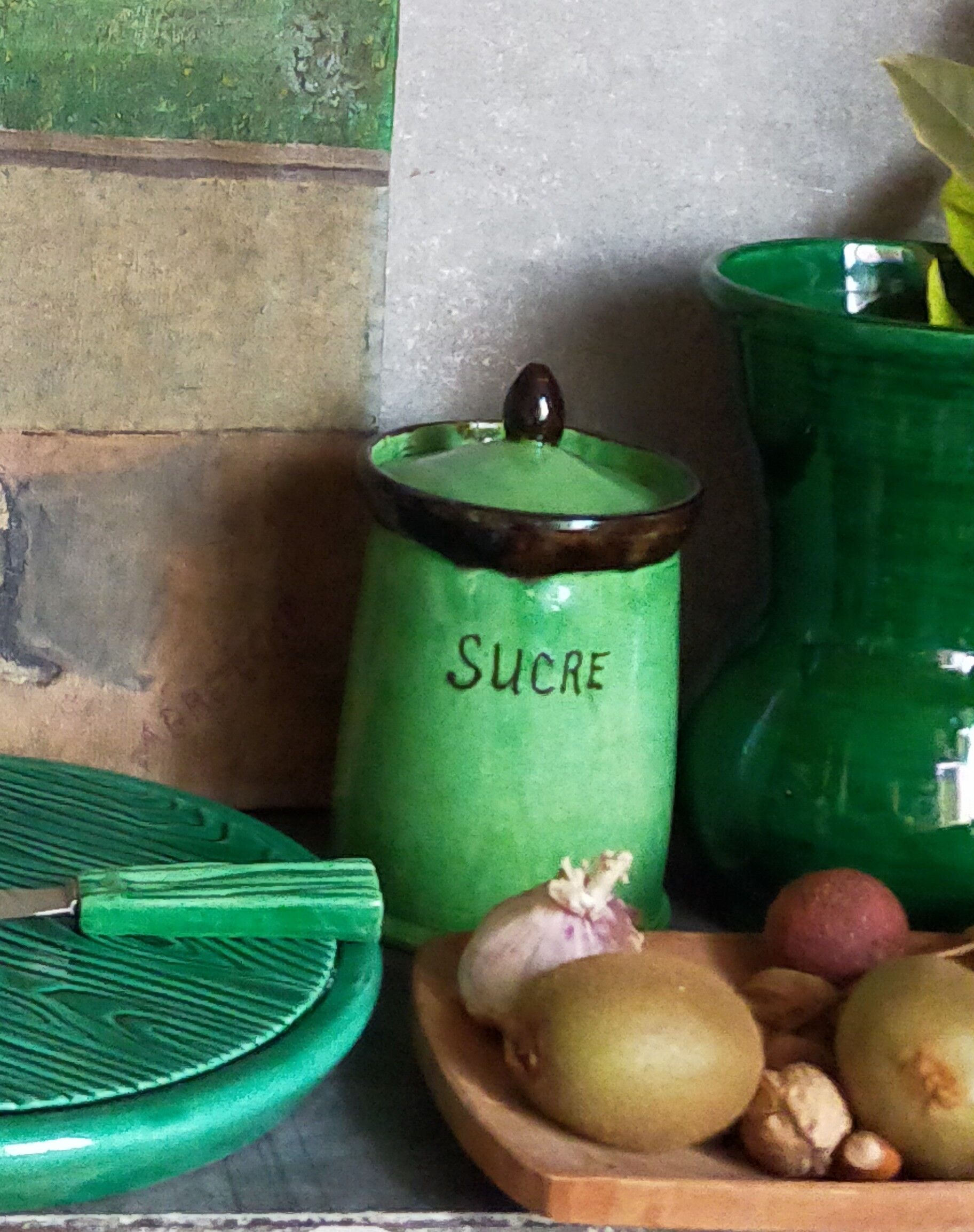 Sugar pot Vintage handmade varnishing pottery