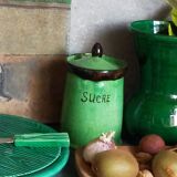 Sugar pot Vintage handmade varnishing pottery
