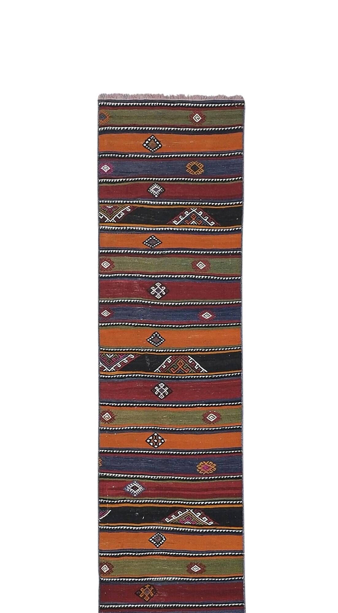 Vintage Turkish hallway rug 67x592 cm