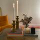 Tamegroute candlestick candlestick enamelled yellow ochre S H15 cm