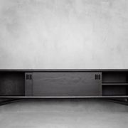 Mid-Century Modern Scandinavian Buffet in Dark Raw Oak with Wooden Handles, 1960s