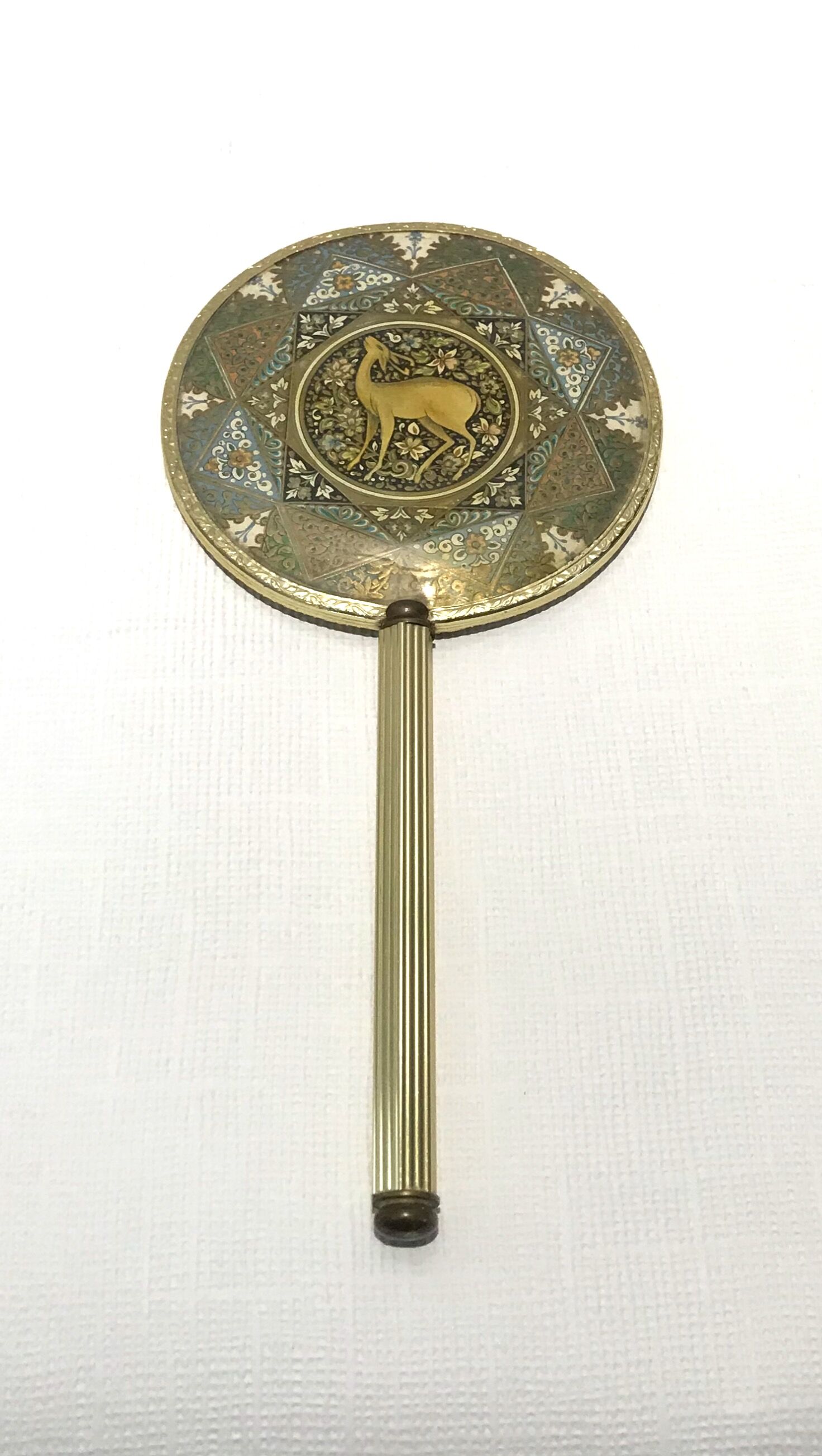 Round hand mirror art deco style 14cm