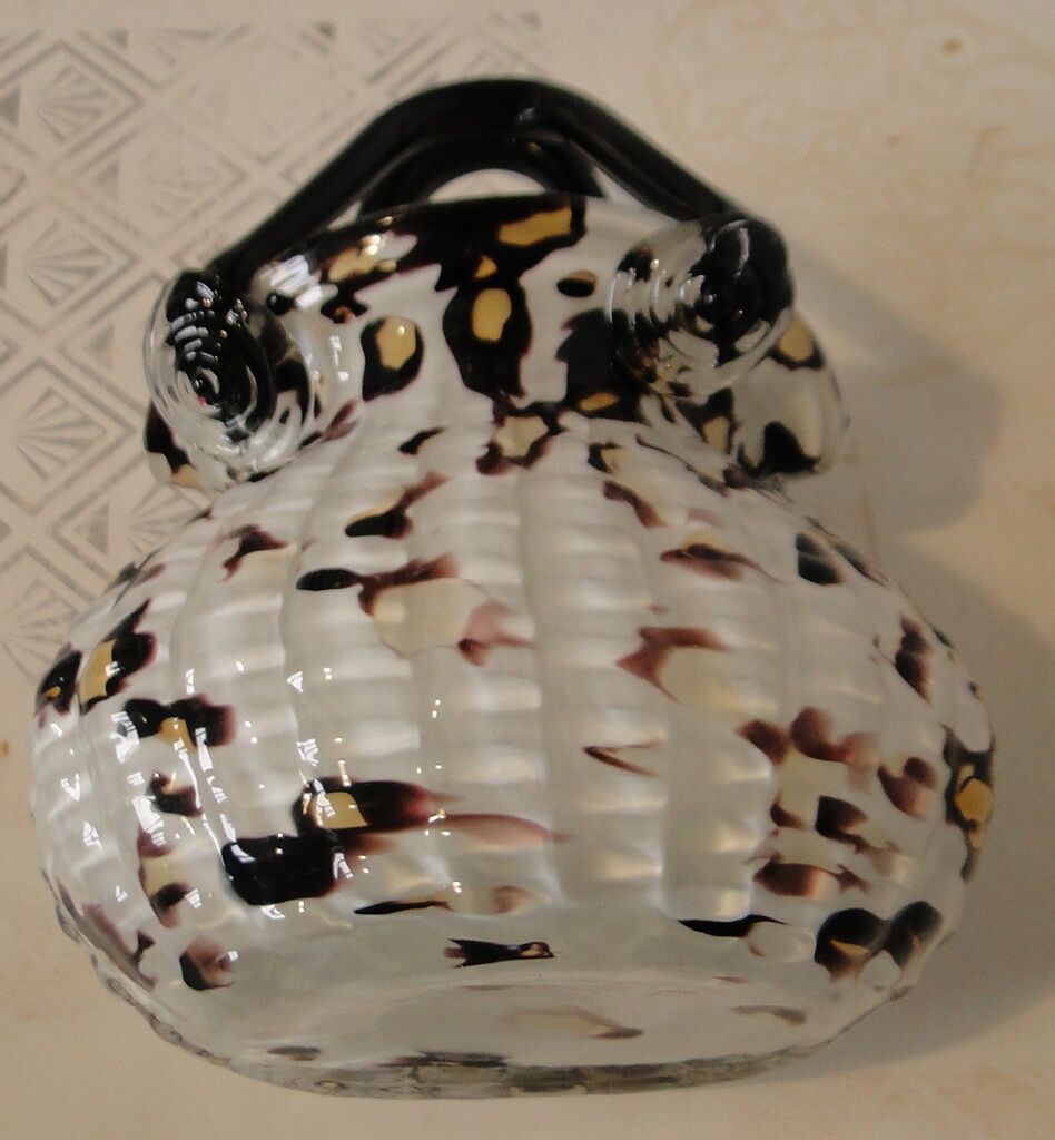 handbag basket vase hand blown Murano glass