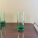 Set of 6 large vintage green glasses