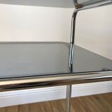 Side table in chrome and smoked glass 70s
